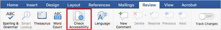 Screenshot of the accessibility checker in Microsoft Office